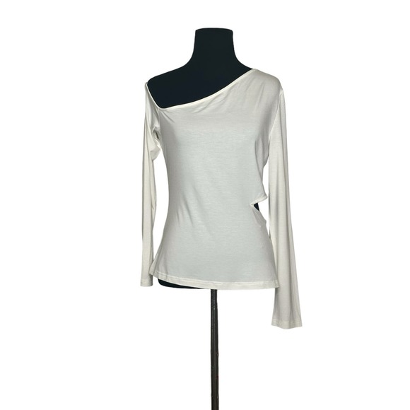 MOTF white off shoulder long sleeves cut out top size Large - Picture 1 of 9